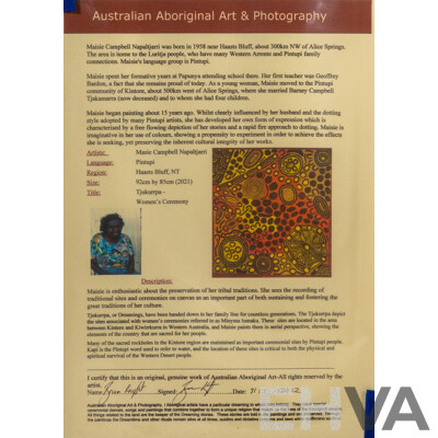 Maisie Campbell Napaltjarri (20th Century, Indigenous-Australian, 1958-), Tjukurrpa - Women's Ceremony (2021), Wonderful Original Acrylic on Canvas, 84 x 90 cm