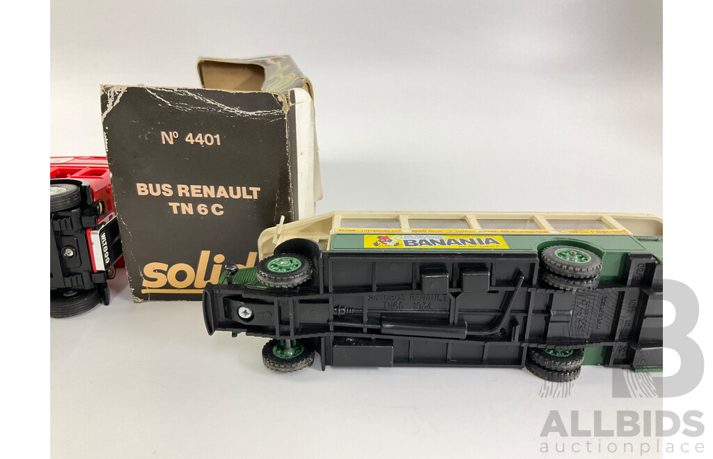 Vintage Tomica Dandy London Double Decker Bus F19 with Solido 1934 Renault Autobus with Original Box