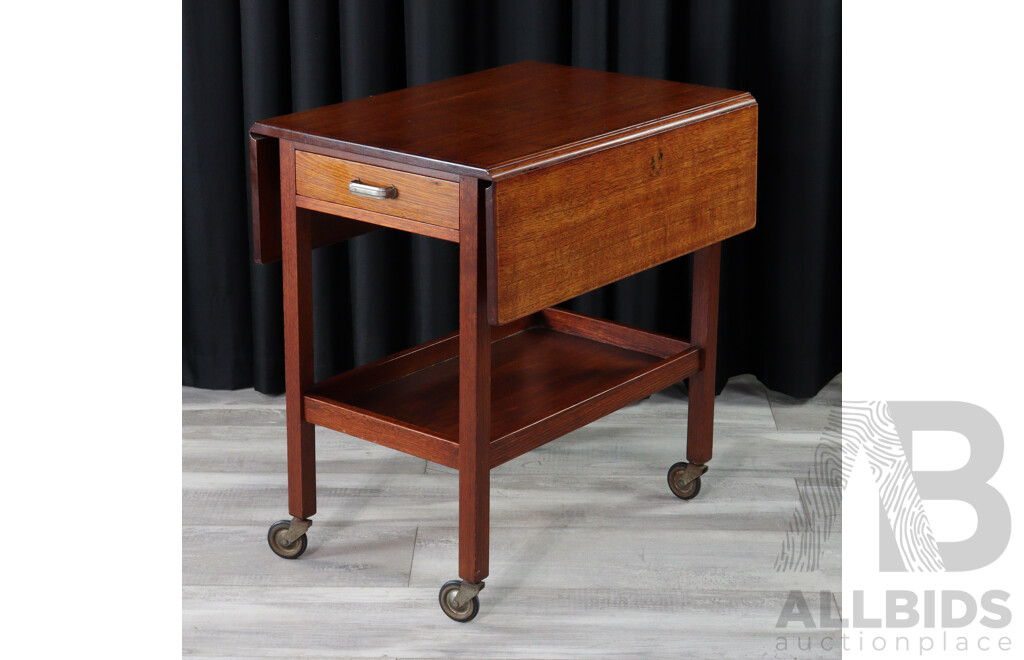 Oak Drop Side Two Tier Drinks Trolley