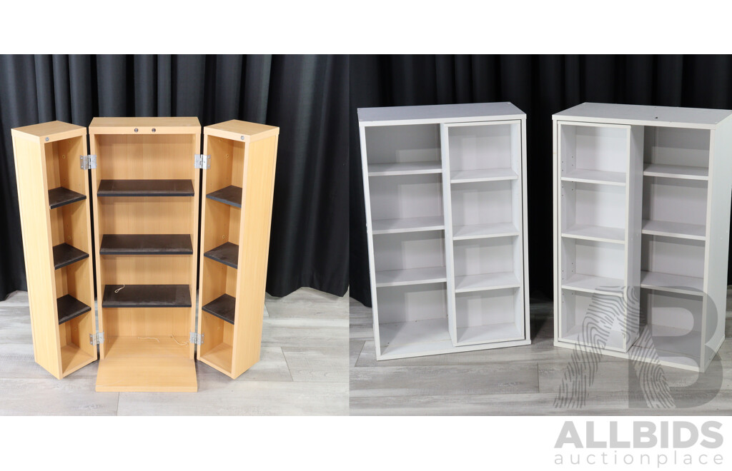 Collection of Three Laminated CD Storage Racks