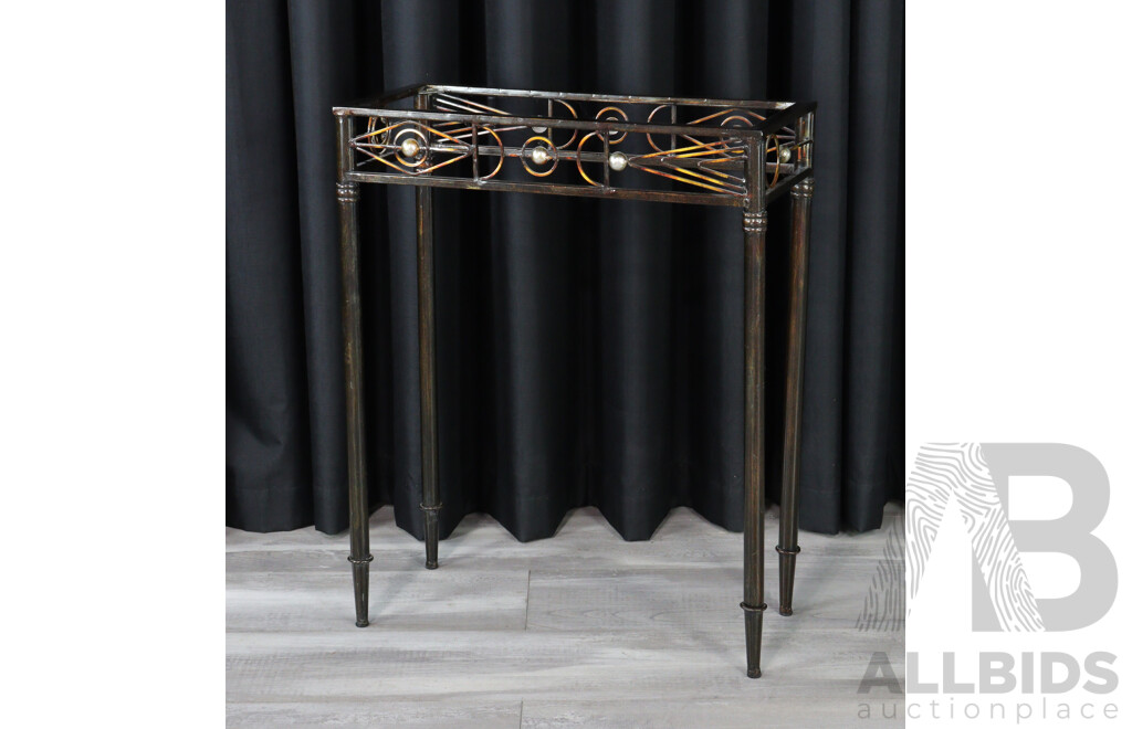 Modern Metal Hall Table with Matched Mirror