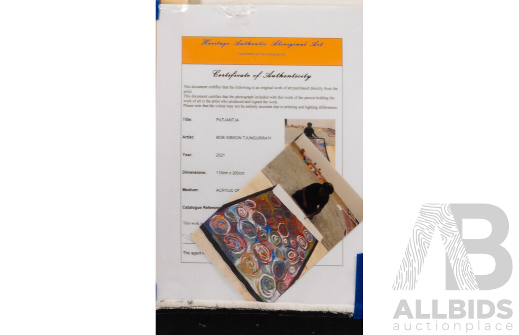 Bob Gibson Tjungurrayi, (20th Century, Indigenous-Australian, 1974-), Patjantja, (2021), Acrylic on Canvas, 110 x 200 cm