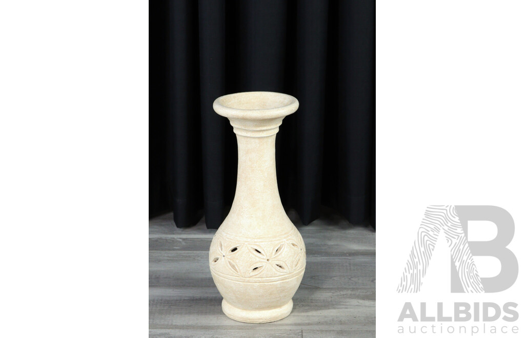 Plastic Floor Vase with Collection of Walking Sticks and Terracotta Vase