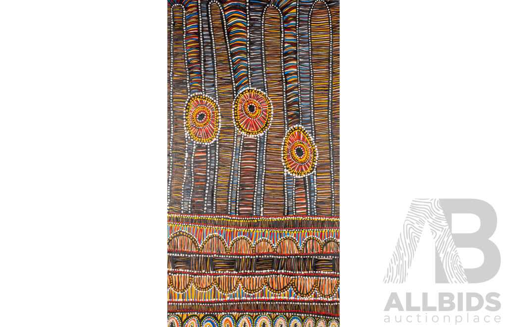 Annie Marlissa, (20th Century, Indigenous Australian), Ngunnhu - Barwon River (2020), Original Acrylic on Canvas Cloth, 147 x 79 cm