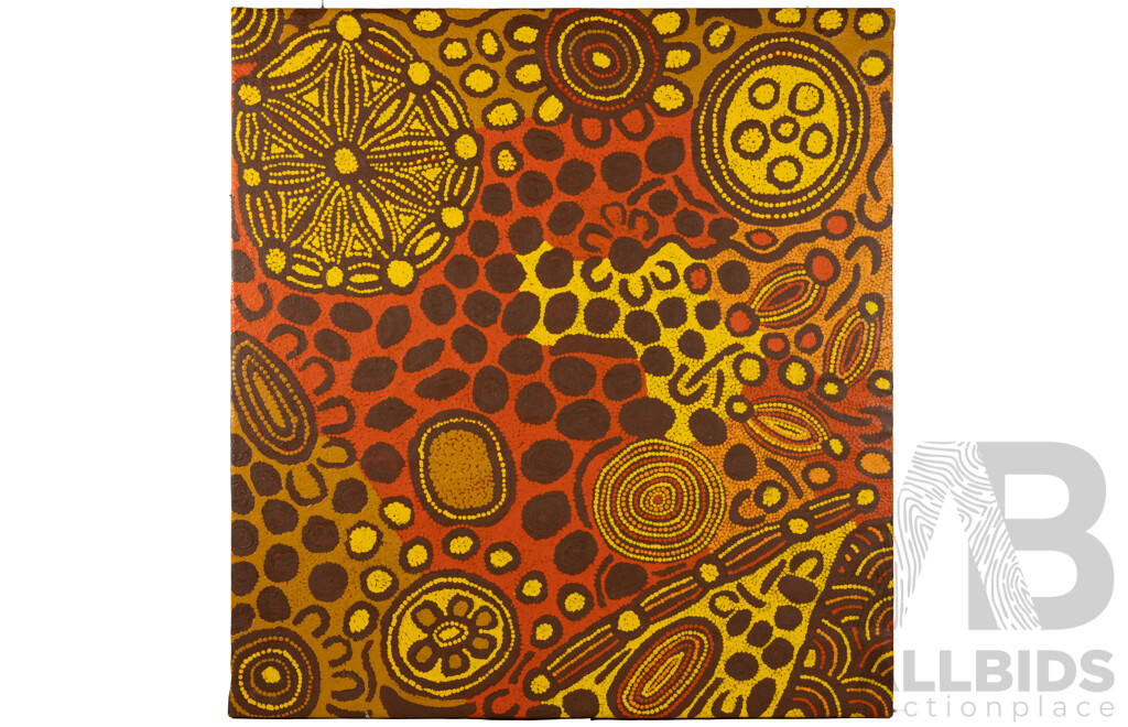 Maisie Campbell Napaltjarri (20th Century, Indigenous-Australian, 1958-), Tjukurrpa - Women's Ceremony (2021), Wonderful Original Acrylic on Canvas, 84 x 90 cm