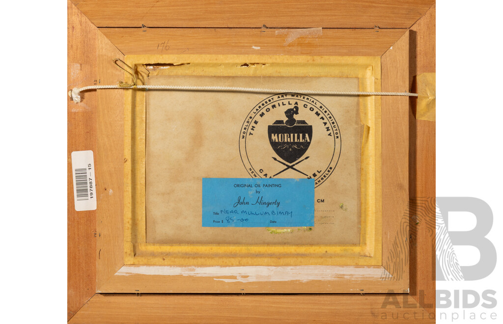 John Hingerty, (20th Century, Australian, 1930-2019), Near Mullumbimby (1978), Wonderful Original Vintage Oil on Canvas Board, 34 x 40 cm (frame)