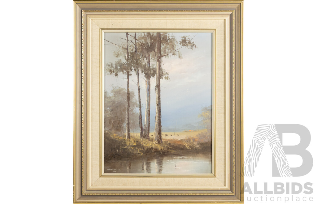 Wim Kortland, (20th Century, Dutch-Born Australian, 1923-?), Study in Yarra Valley, Healesville, (1983), Victoria, Lovely Original Oil on Canvas Board, 63 x 53 cm (frame)