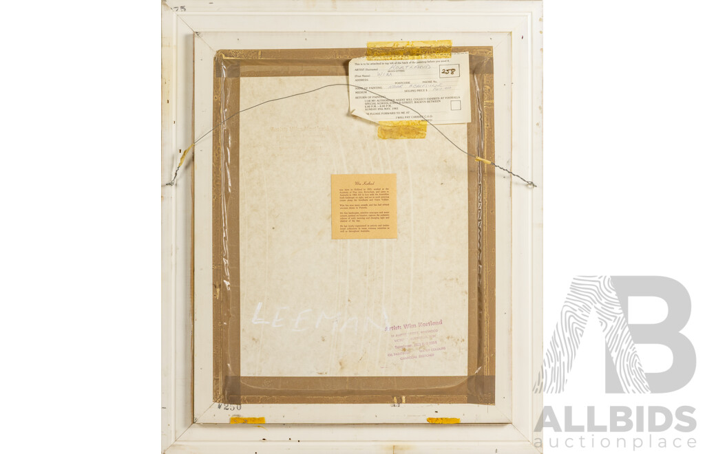 Wim Kortland, (20th Century, Dutch-Born Australian, 1923-?), Study in Yarra Valley, Healesville, (1983), Victoria, Lovely Original Oil on Canvas Board, 63 x 53 cm (frame)