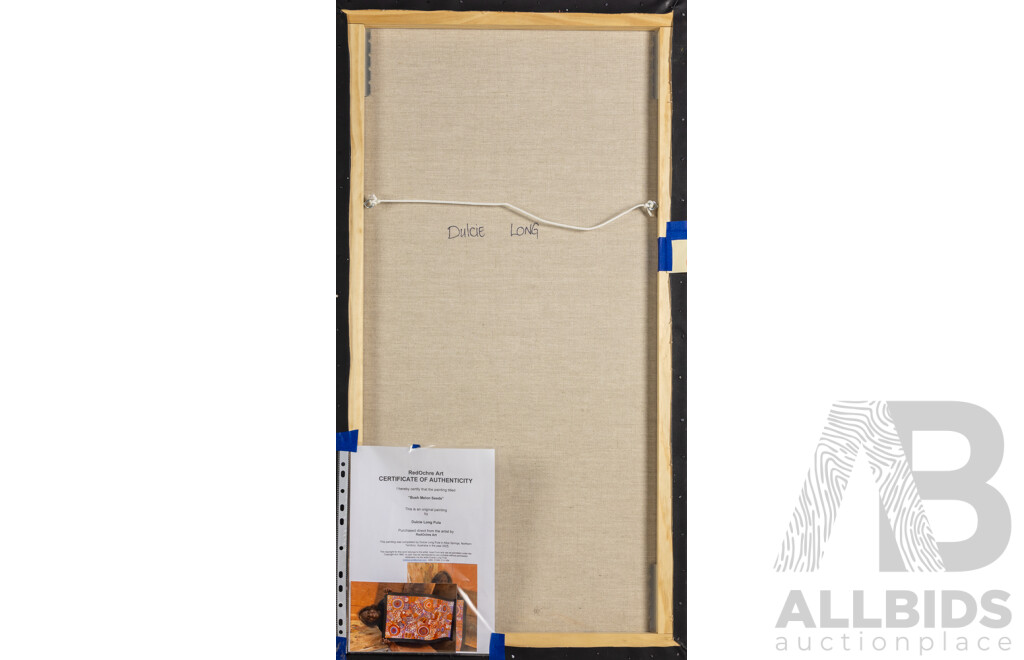 Dulcie Long Pula, (20th Century, Indigenous Australian, 1979-), Bush Melon Seeds (2023), Original Acrylic on Linen, 96 x 52 cm