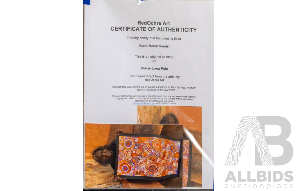 Dulcie Long Pula, (20th Century, Indigenous Australian, 1979-), Bush Melon Seeds (2023), Original Acrylic on Linen, 96 x 52 cm