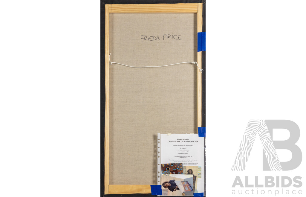 Freda Price Pitjara, (20th Century, Indigenous Australian, 1984-), My Country (2019), Original Acrylic on Linen, 96 x 52 cm