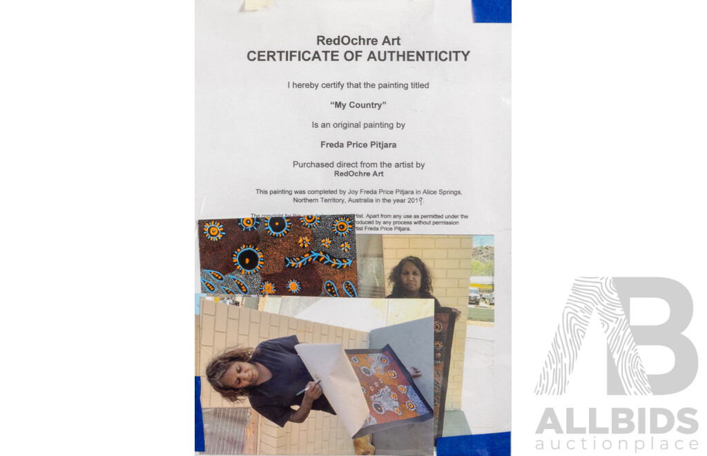 Freda Price Pitjara, (20th Century, Indigenous Australian, 1984-), My Country (2019), Original Acrylic on Linen, 96 x 52 cm