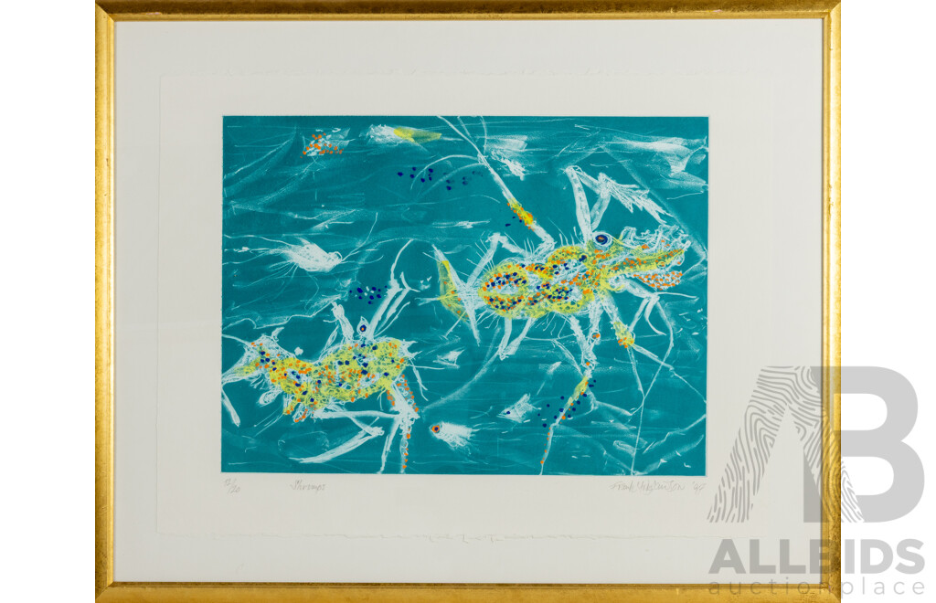 Frank Hodgkinson, (20th Century, Australian, 1919-2001), Shrimps (1997), Hand Coloured Etching, Editioned 12/20 and Signed, 76 x 94 cm (frame)
