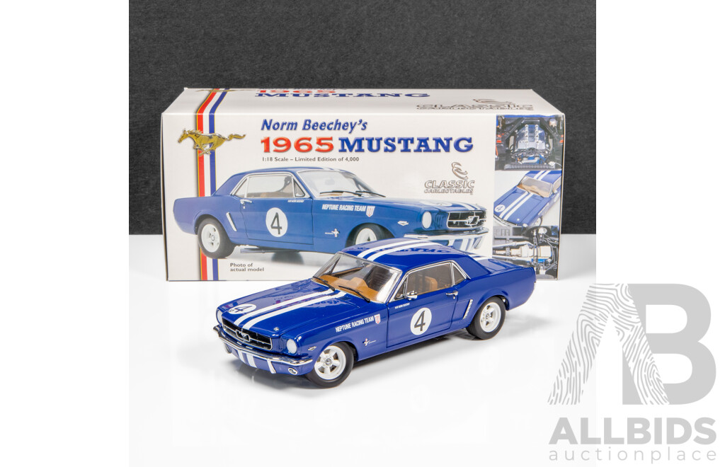 Classic Carlectables 1965 Ford Mustang ATCC Winner Norm Beechey Neptune Racing #4 458/4000 1:18 Scale Model Car