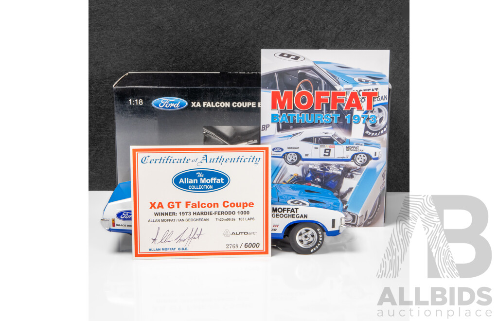 AUTOart 1973 Ford XA GT Falcon Hardtop Bathurst Winner Moffat / Geoghegan #9 2768/6000 1:18 Scale Model Car - Signed COA