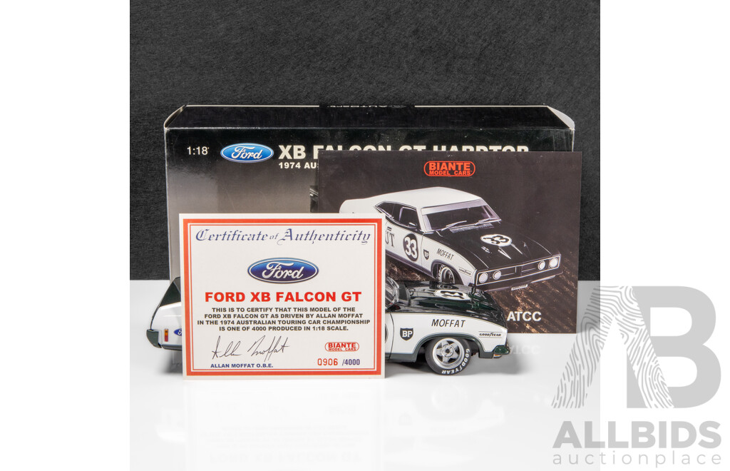 AUTOart 1974 Ford XB GT Falcon Hardtop ATCC 3rd Place Allan Moffat Brut #33 906/4000 1:18 Scale Model Car - Signed COA
