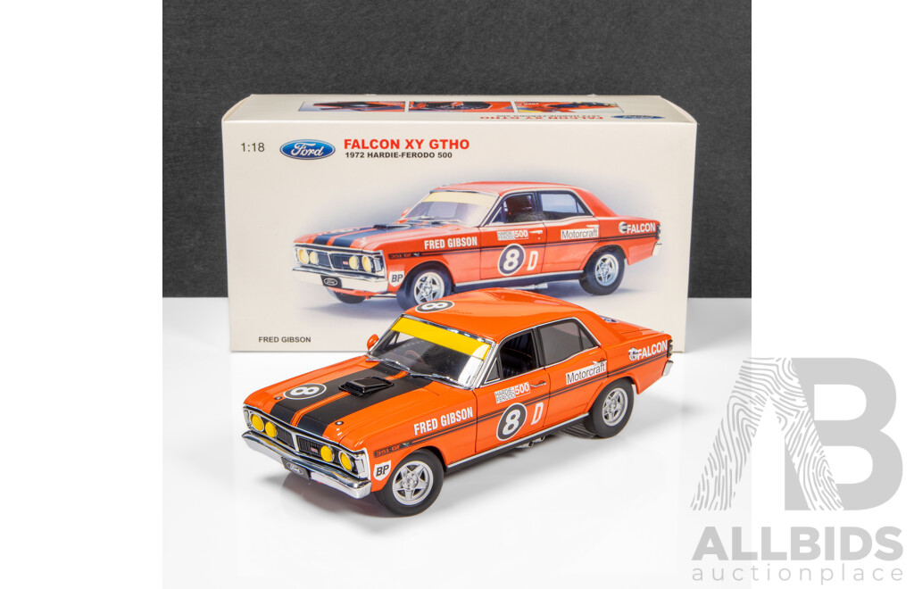 AUTOart 1972 Ford XY Falcon GTHO Hardie Ferodo 500 Fred Gibson Vermillion Fire #8D 711/2500 1:18 Scale Model Car - Signed COA