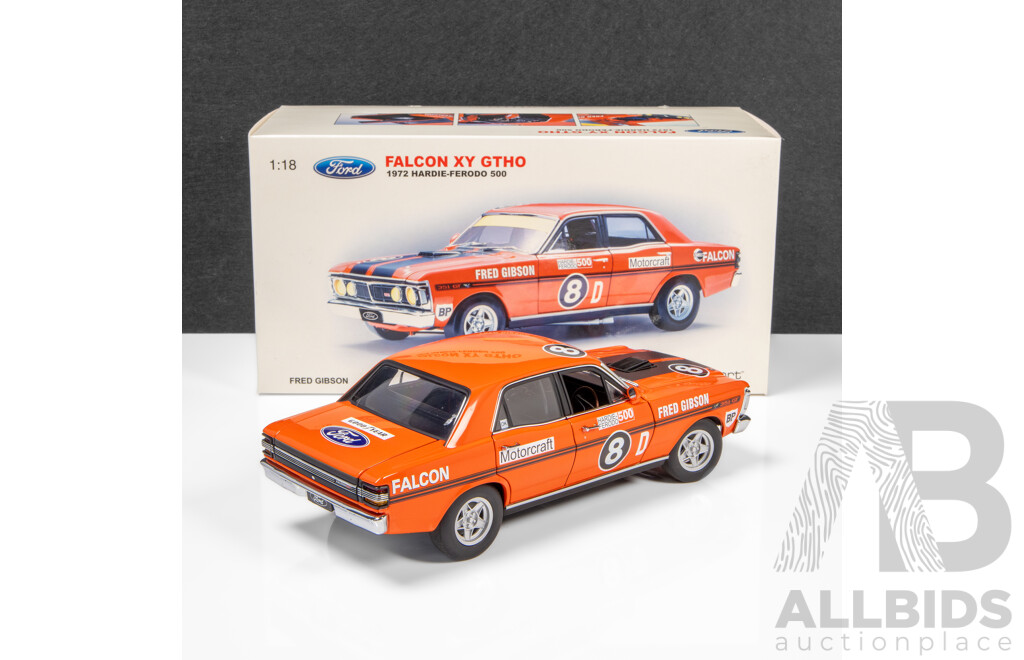 AUTOart 1972 Ford XY Falcon GTHO Hardie Ferodo 500 Fred Gibson Vermillion Fire #8D 711/2500 1:18 Scale Model Car - Signed COA