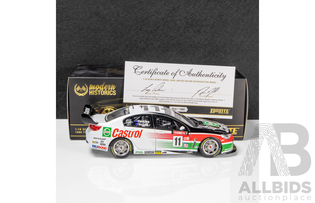 Biante Modern Historics Holden VF Commodore 1995 Tooheys 1000 Winner Retrospective Livery Perkins/Ingall #11 131/1002 1:18 Scale Model Car - Double Signed COA