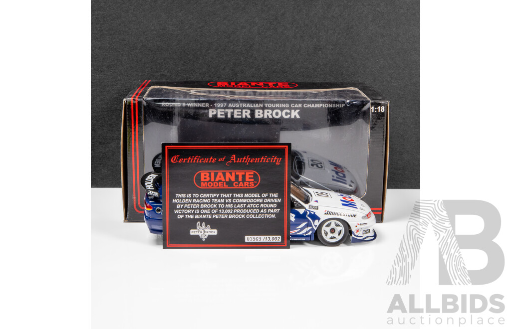 Biante 1997 Holden VS Commodore ATCC Round 8 Winner Peter Brock Mobil #05 3969/13002 1:18 Scale Model Car