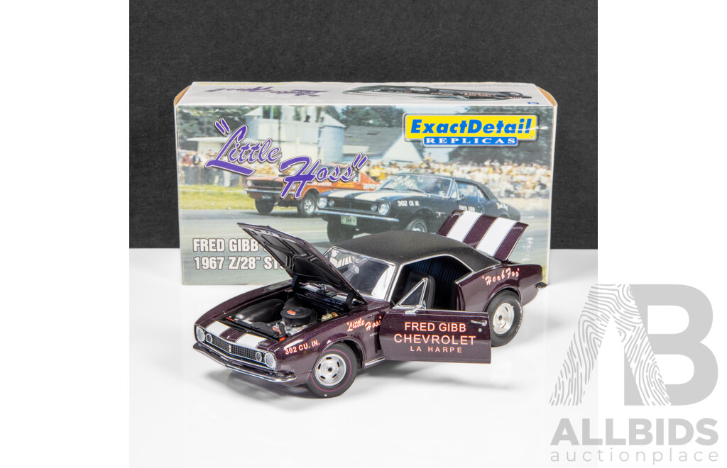 ExactDetail Replicas 1967 Chevrolet Z/28 Camaro Little Hoss Stock Eliminator Fred Gibb 248/2000 1:18 Scale Model Car