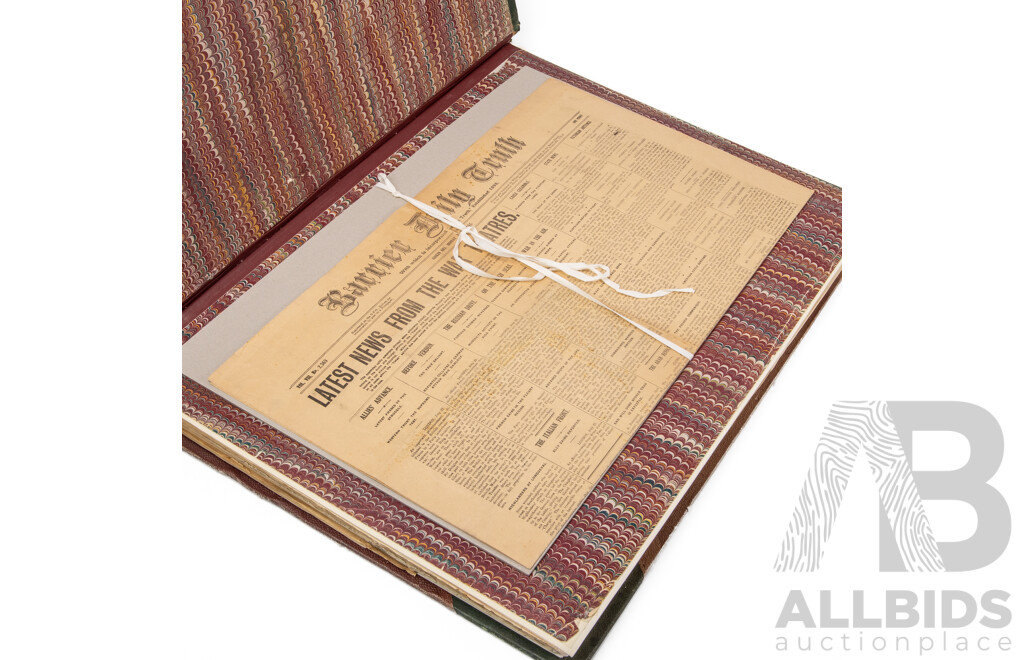 Wonderful Bound Antique Portfolio of Newspapers Published in New South Wales in 1875, 61L x 47W x 7D cm (dimensions)