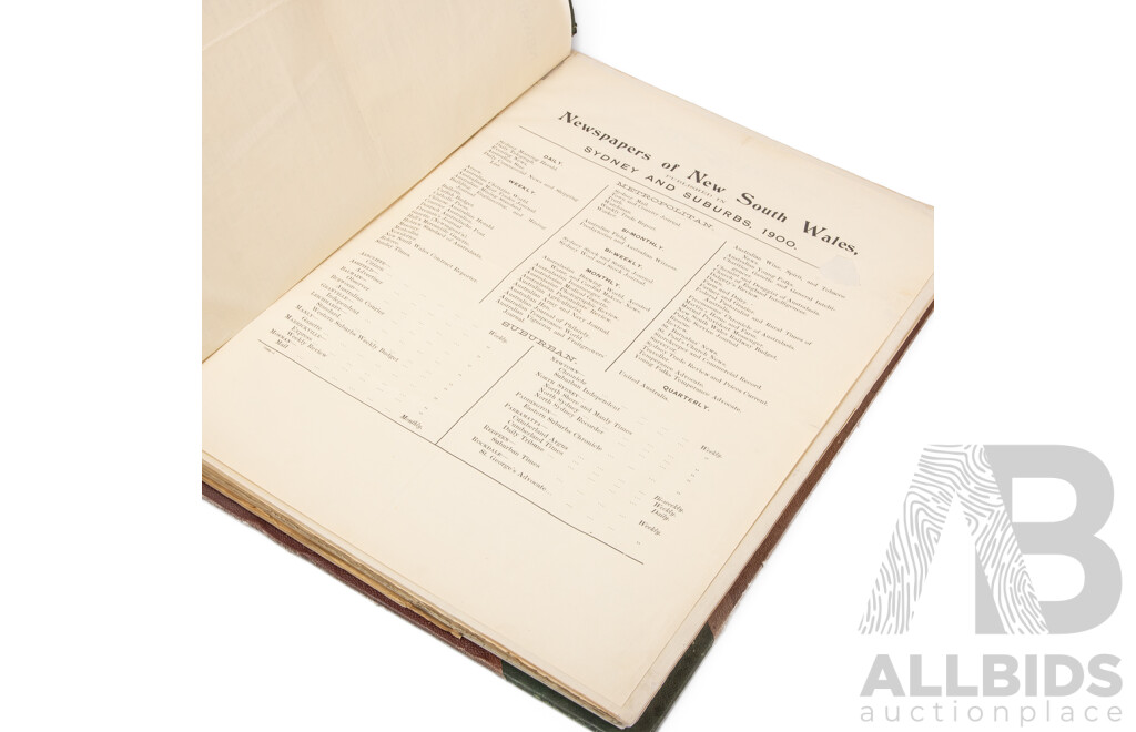 Wonderful Bound Antique Portfolio of Newspapers Published in New South Wales in 1875, 61L x 47W x 7D cm (dimensions)