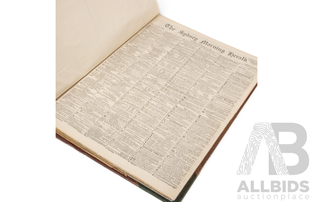 Wonderful Bound Antique Portfolio of Newspapers Published in New South Wales in 1875, 61L x 47W x 7D cm (dimensions)