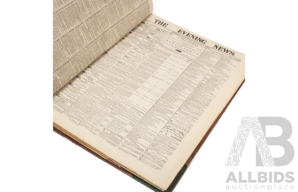 Wonderful Bound Antique Portfolio of Newspapers Published in New South Wales in 1875, 61L x 47W x 7D cm (dimensions)