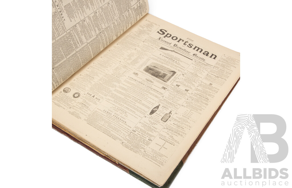 Wonderful Bound Antique Portfolio of Newspapers Published in New South Wales in 1875, 61L x 47W x 7D cm (dimensions)