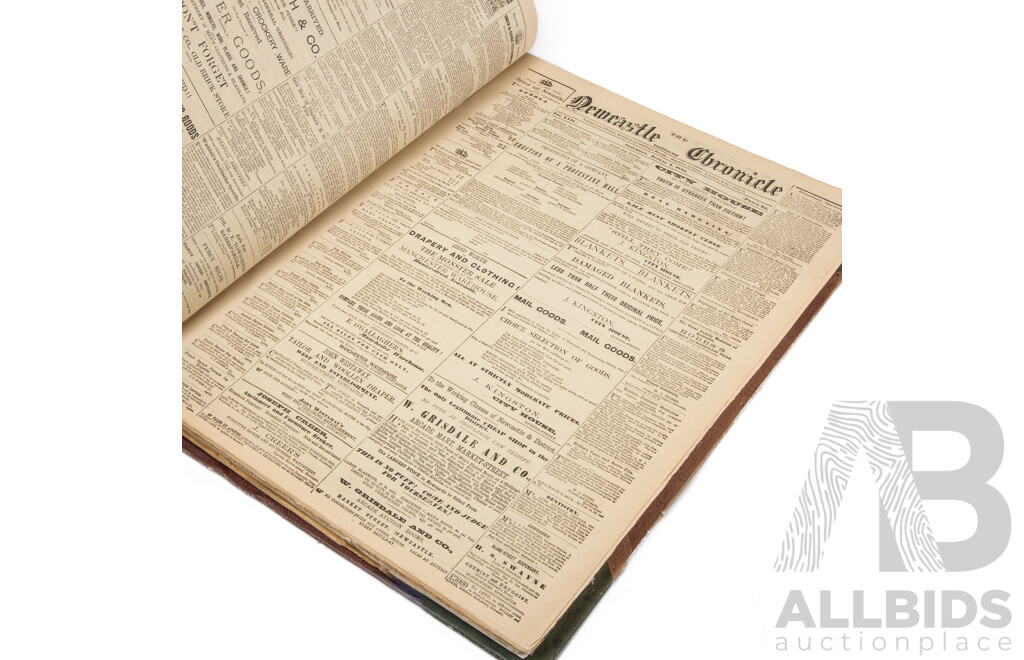 Wonderful Bound Antique Portfolio of Newspapers Published in New South Wales in 1875, 61L x 47W x 7D cm (dimensions)