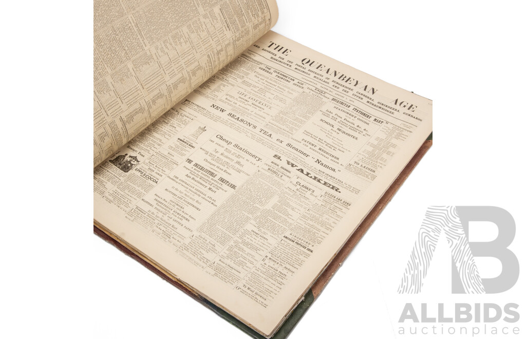 Wonderful Bound Antique Portfolio of Newspapers Published in New South Wales in 1875, 61L x 47W x 7D cm (dimensions)