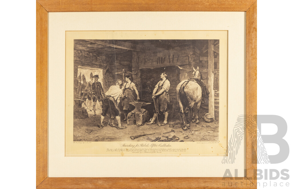 Pair of Antique 19th Century Military Steel Engravings, 62H x 94W cm (largest frame) (2)