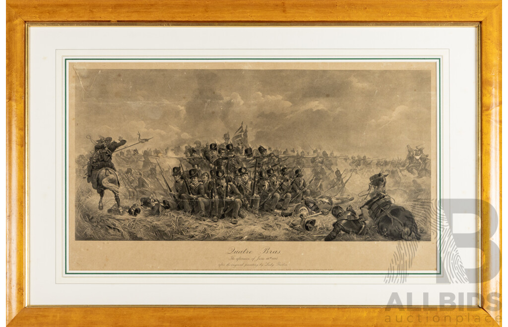 Pair of Antique 19th Century Military Steel Engravings, 62H x 94W cm (largest frame) (2)