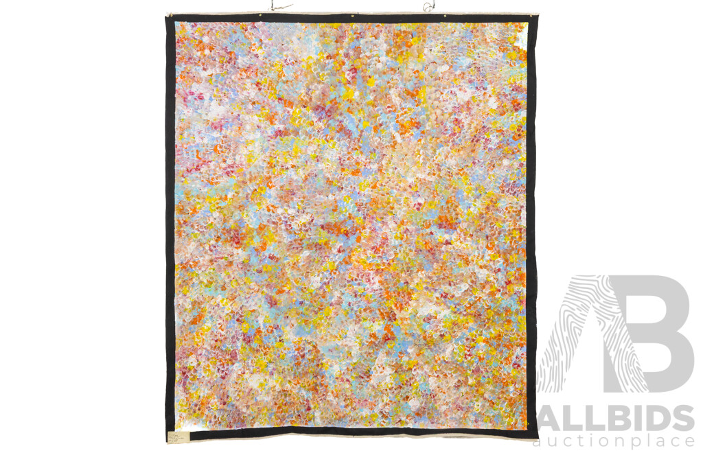 Bessie Pitjara, (20th Century, Indigenous-Australian, 1970-), Bush Plums, Original Acrylic on Canvas, 212H x 185 W cm (approx unstretched)