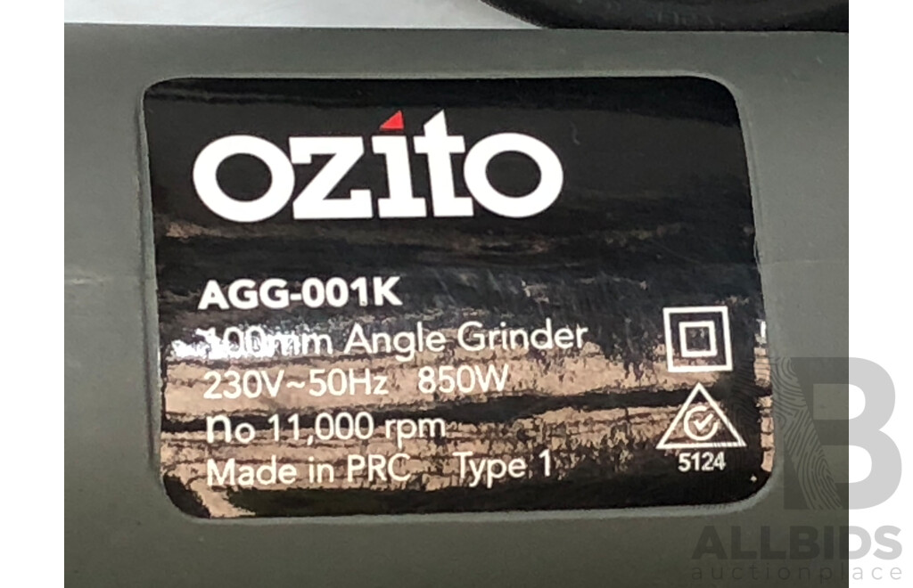 Ozito 850 Watt 100mm Angle Grinder Kit