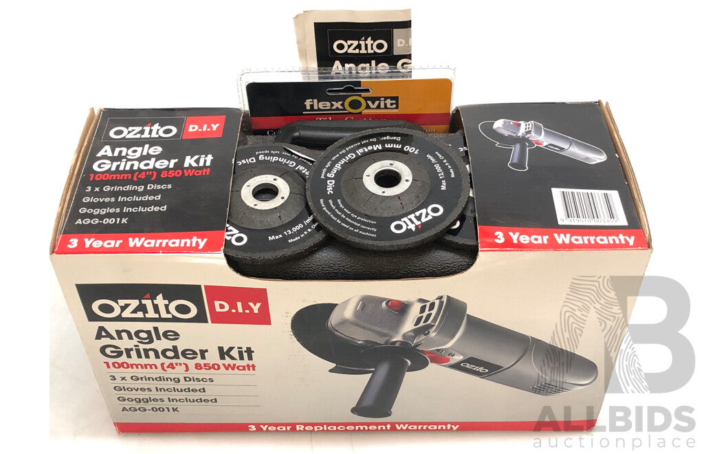 Ozito 850 Watt 100mm Angle Grinder Kit