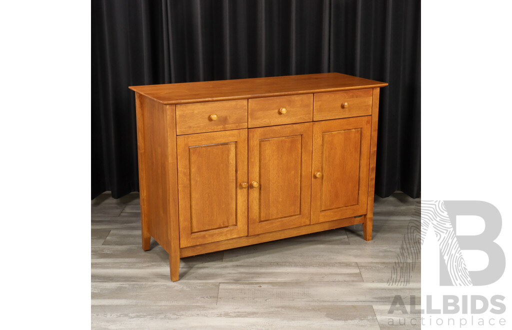 Modern Three Drawer Sideboard with Three Panel Doors