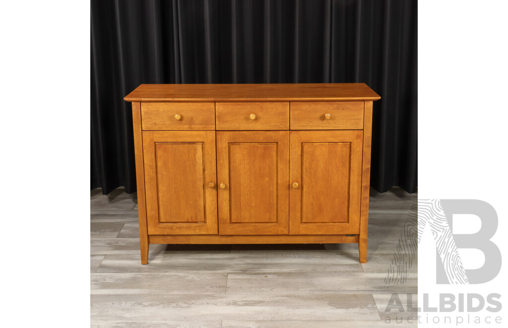 Modern Three Drawer Sideboard with Three Panel Doors