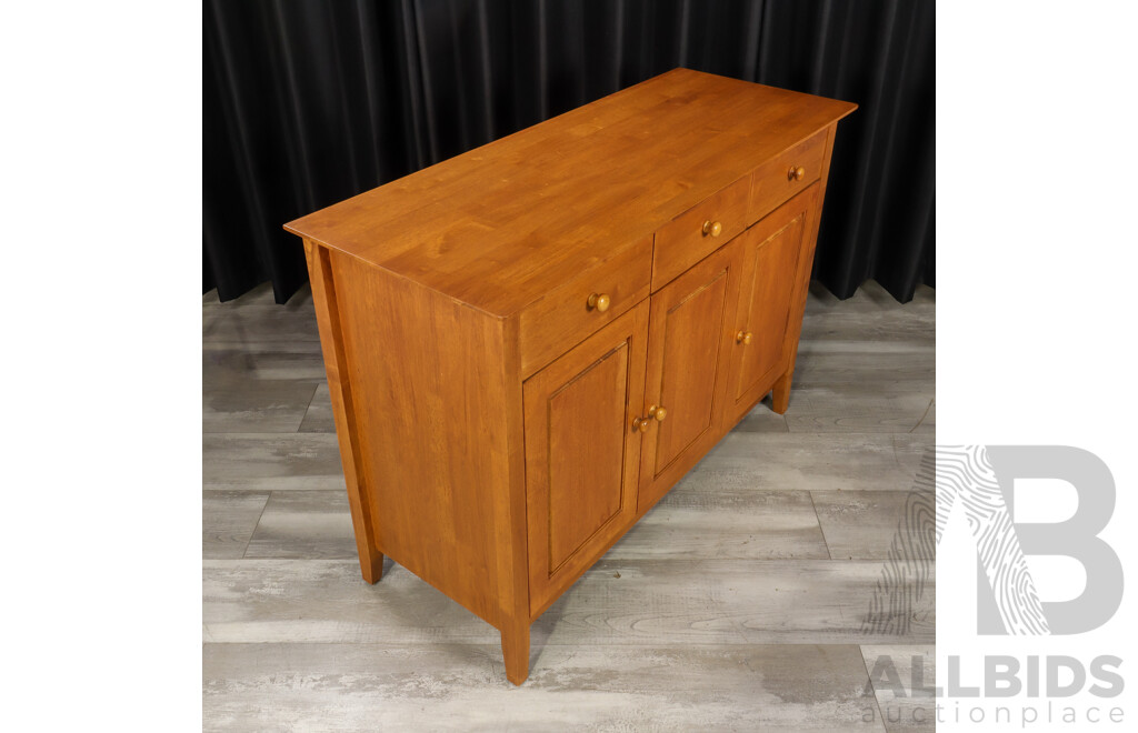 Modern Three Drawer Sideboard with Three Panel Doors