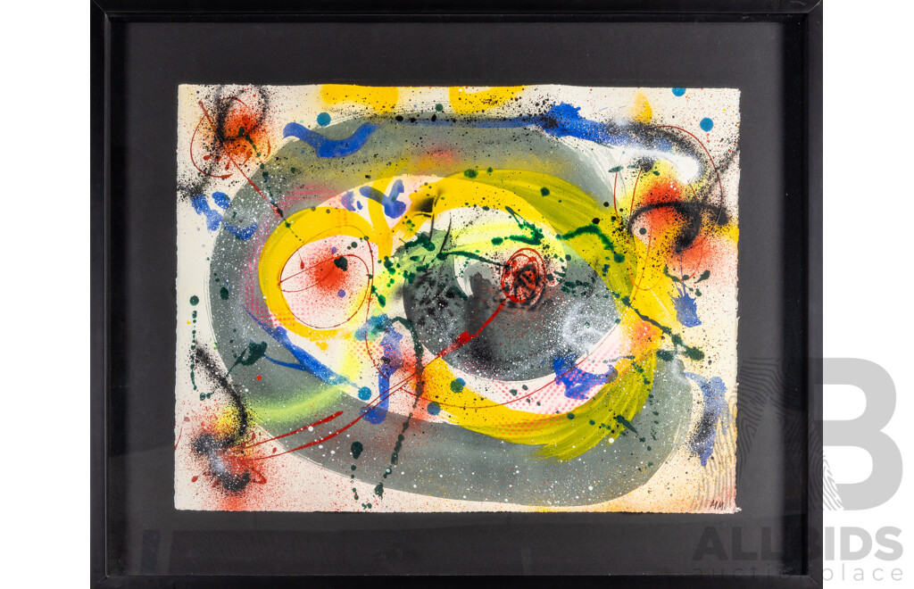 Max Milan, (20th Century, Australian), Spring Pond, Synthetic Polymer Mixed Media on Paper, 69H 6x 85W cm (frame)