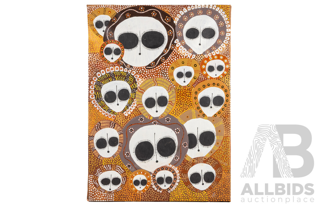 Tanisha Wungundin Allies, (20th Century, Indigenous-Australian, 2000-), Ngarinyin Wandjinas (2014), Original Acrylic on Canvas, 79H x 57W cm