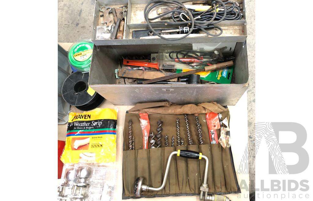 Five Toolboxes with a Selection of Tools and Hardware