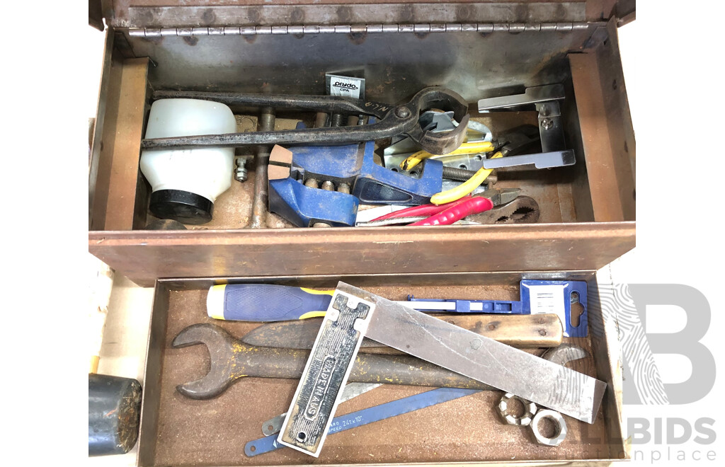Five Toolboxes with a Selection of Tools and Hardware