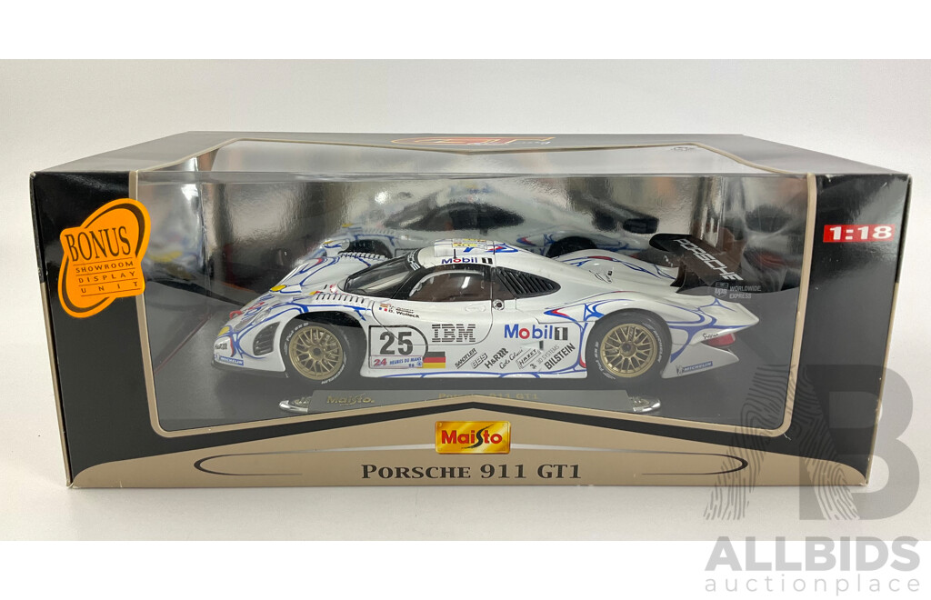 Boxed Maisto GT Racing 1998 Le Mans Porsche 911 GT1, 1:18 Scale