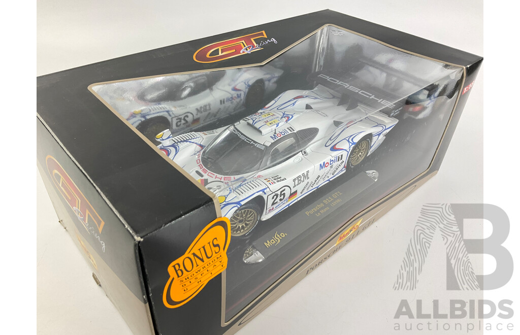 Boxed Maisto GT Racing 1998 Le Mans Porsche 911 GT1, 1:18 Scale