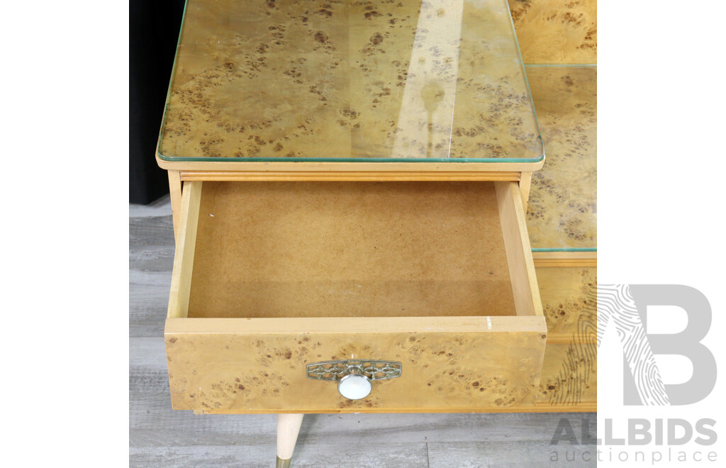 Vintage Birdseye Maple Mirrored Back Step Side Dresser by Maifern