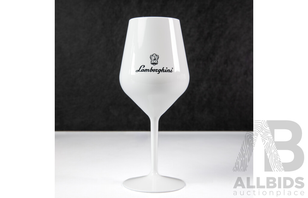 Set of 12 White Lamborghini Plastic Single Stem Wine Goblets