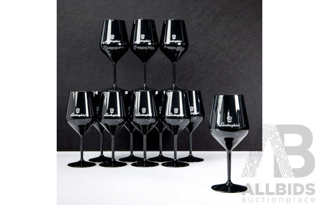 Set of 12 White Lamborghini Plastic Single Stem Wine Goblets