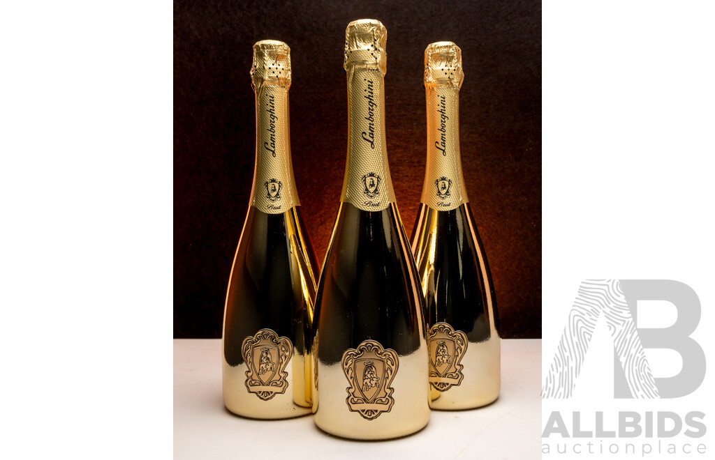 Lamborghini Gold Brut Pinot Noir Chardonnay NV 750ml - Lot of 3 Bottles - Total RRP $567
